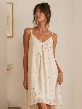 MONK & LOU Minimalist White Slip Dress, Size XXS
